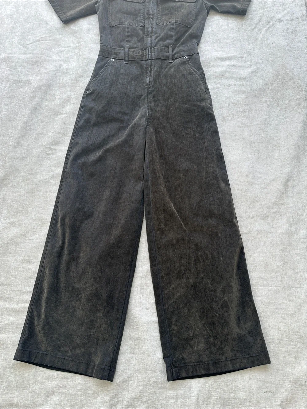Universal Thread Jumpsuit Zip Stretch Velvety Flockd Denim Women's (4) NWT